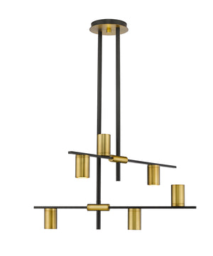 Z-Lite - 814-6MB-OBR - Six Light Chandelier - Calumet - Matte Black / Olde Brass