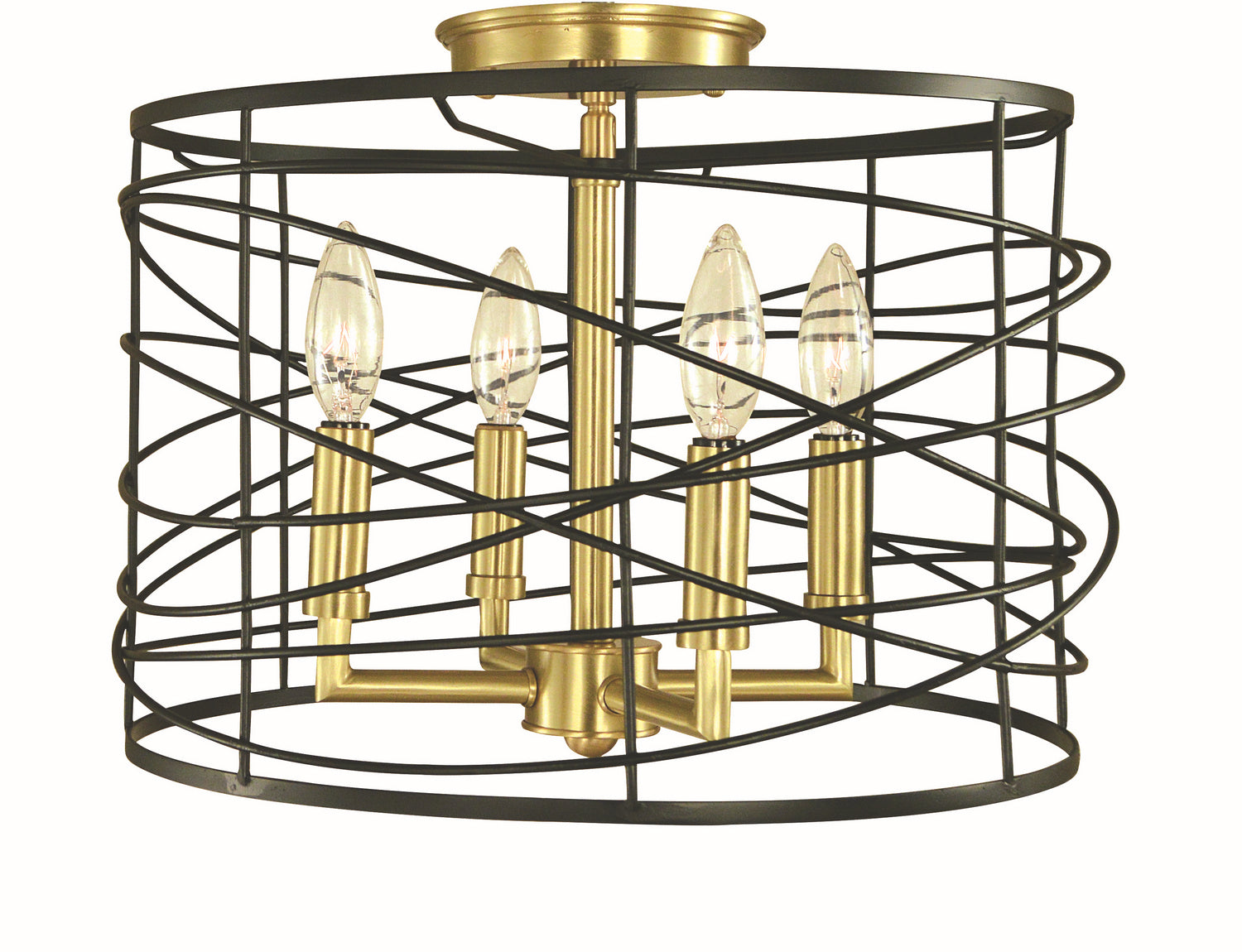 Framburg - 5617 BR/MBLACK - Four Light Flush/Semi-Flush Mount - Boca - Brushed Brass and Matte Black