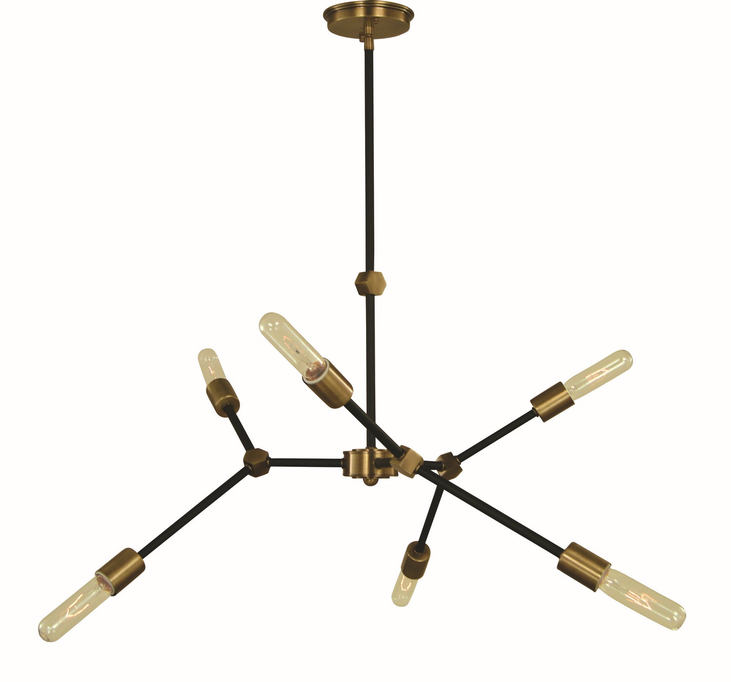 Framburg - 5630 AB/MBLACK - Six Light Chandelier - Kinetic - Antique Brass and Matte Black