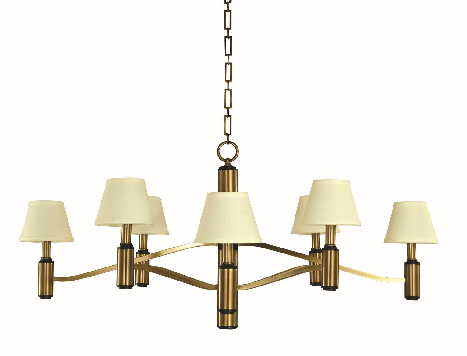 Framburg - 5638 AB/MBLACK - Eight Light Chandelier - Hampton - Antique Brass and Matte Black