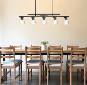 Savoy House - 1-1023-5-89 - Five Light Linear Chandelier - Calhoun - Matte Black