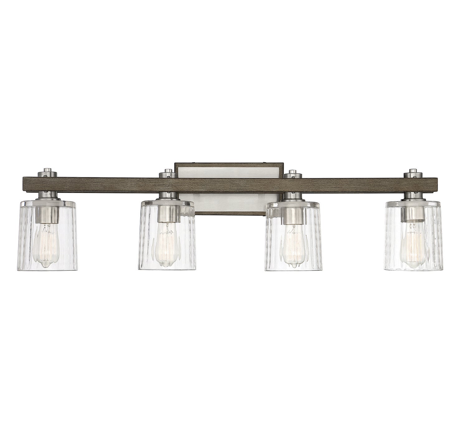 Savoy House - 8-1255-4-165 - Four Light Bath Bar - Halifax - Satin Nickel with Gray Wood