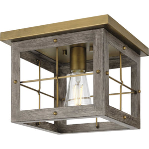 Progress Lighting - P350197-175 - One Light Flush Mount - Hedgerow - Distressed Brass