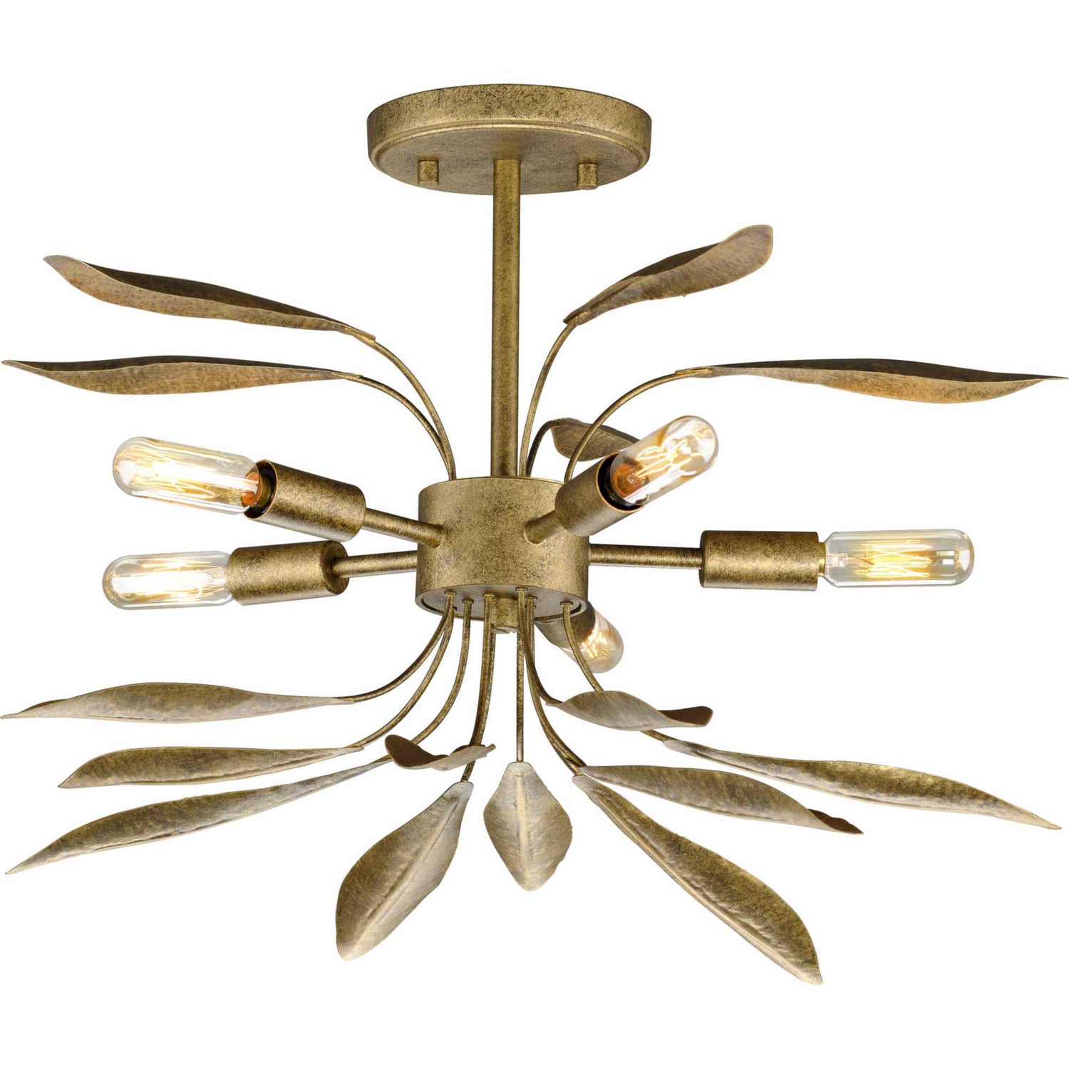 Progress Lighting - P350210-168 - Five Light Semi-Flush Conv - Mariposa - Antique Gold