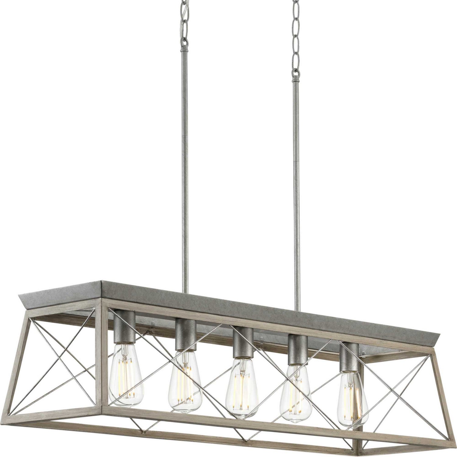 Progress Lighting - P400048-141 - Five Light Island Chandelier - Briarwood - Galvanized Finish