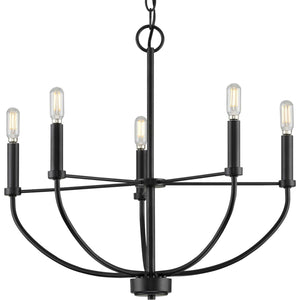 Progress Lighting - P400202-031 - Five Light Chandelier - Leyden - Matte Black