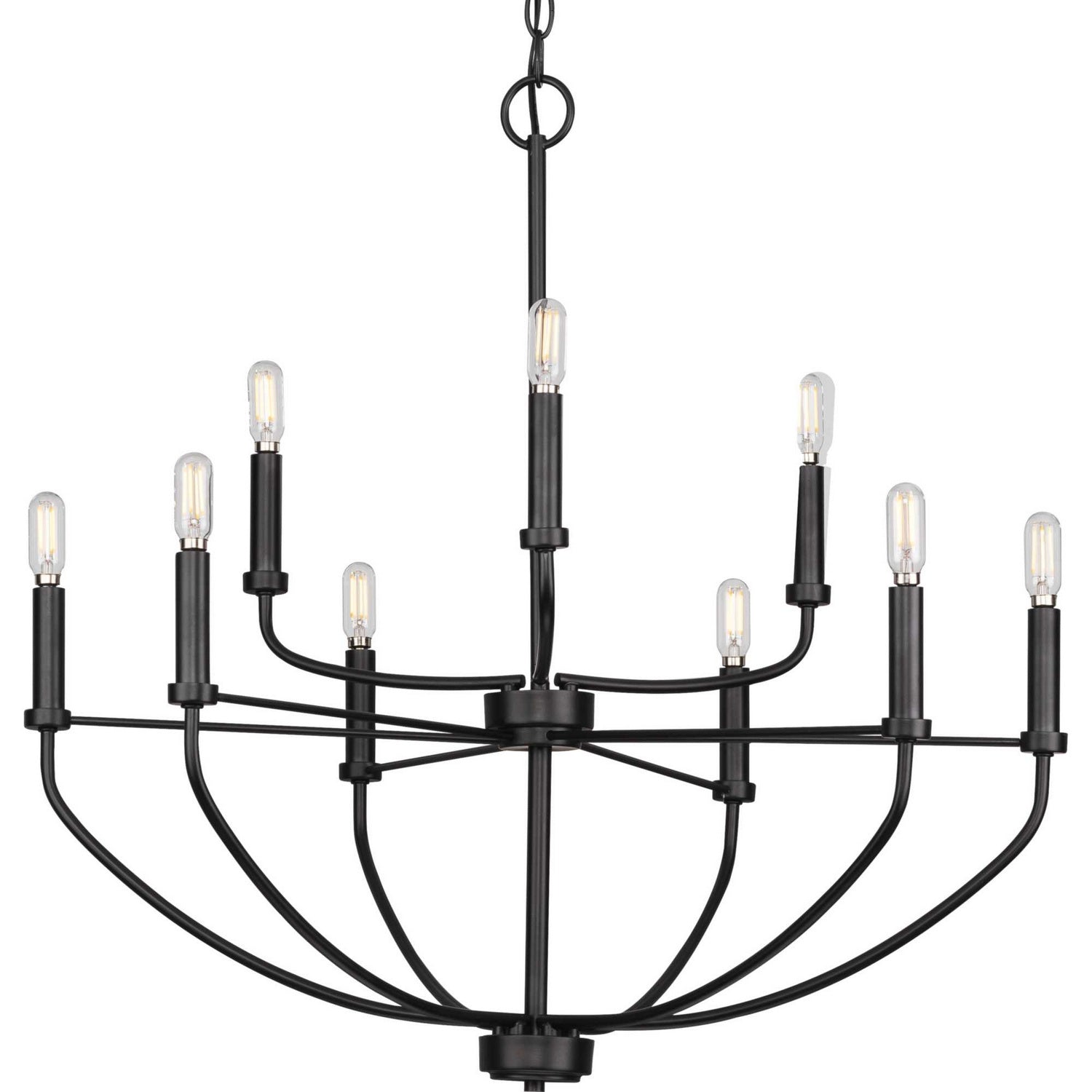 Progress Lighting - P400228-031 - Nine Light Chandelier - Leyden - Matte Black