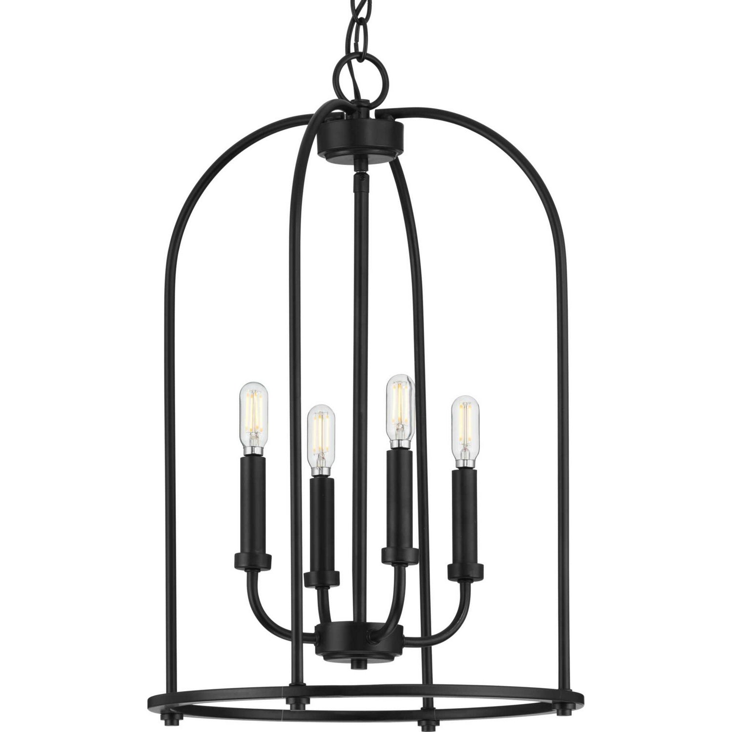 Progress Lighting - P500302-031 - Four Light Foyer Pendant - Leyden - Matte Black