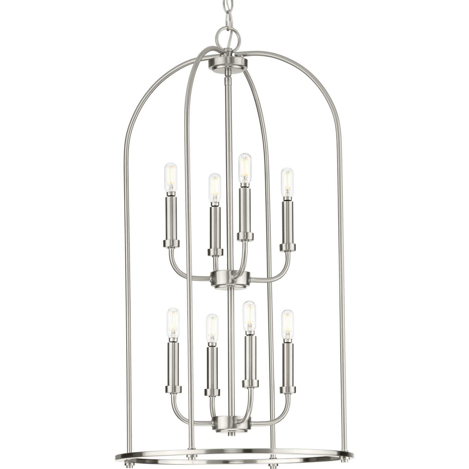 Progress Lighting - P500303-009 - Eight Light Foyer Pendant - Leyden - Brushed Nickel