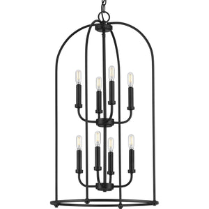 Progress Lighting - P500303-031 - Eight Light Foyer Pendant - Leyden - Matte Black