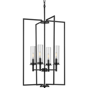 Progress Lighting - P500315-031 - Four Light Foyer Pendant - Kellwyn - Matte Black