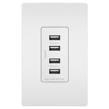 Legrand - TM8USB4WCC6 - Quad USB Charger - radiant - White