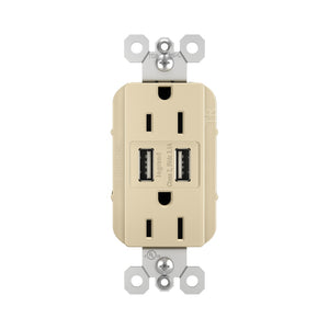 Legrand - TM826USBI - 15A Tamper-Resistant USB Outlet - radiant - Ivory