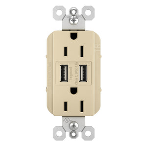 Legrand - TM826USBI - 15A Tamper-Resistant USB Outlet - radiant - Ivory