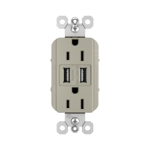Legrand - TM826USBNICC6 - 15A Tamper-Resistant USB Outlet - radiant - Nickel