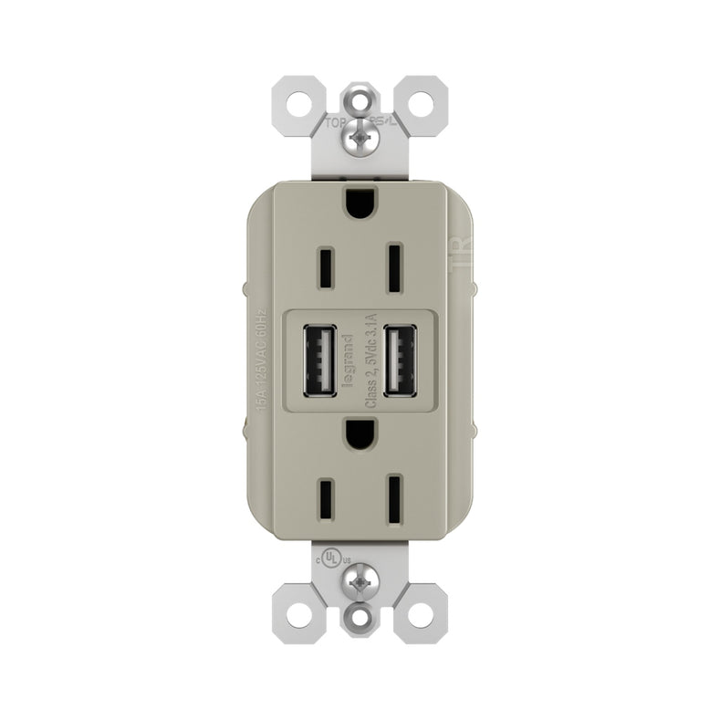 Legrand - TM826USBNICC6 - 15A Tamper-Resistant USB Outlet - radiant - Nickel