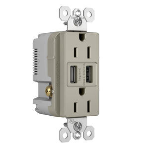 Legrand - TM826USBNICC6 - 15A Tamper-Resistant USB Outlet - radiant - Nickel
