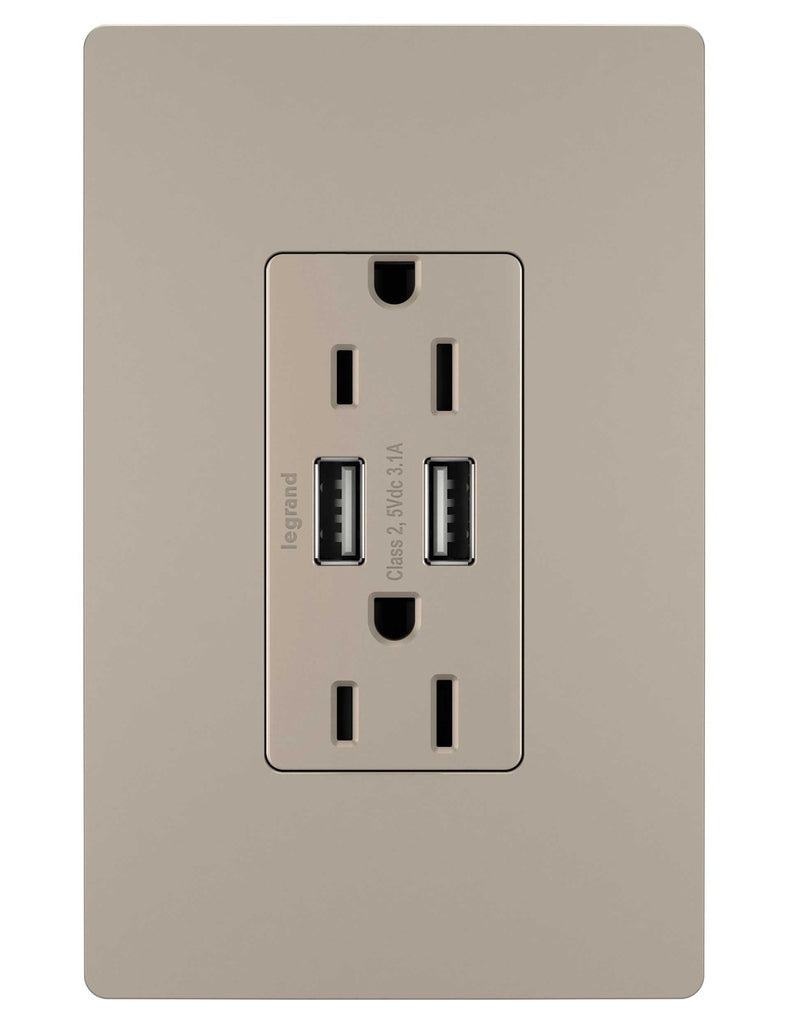 Legrand - TM826USBNICC6 - 15A Tamper-Resistant USB Outlet - radiant - Nickel