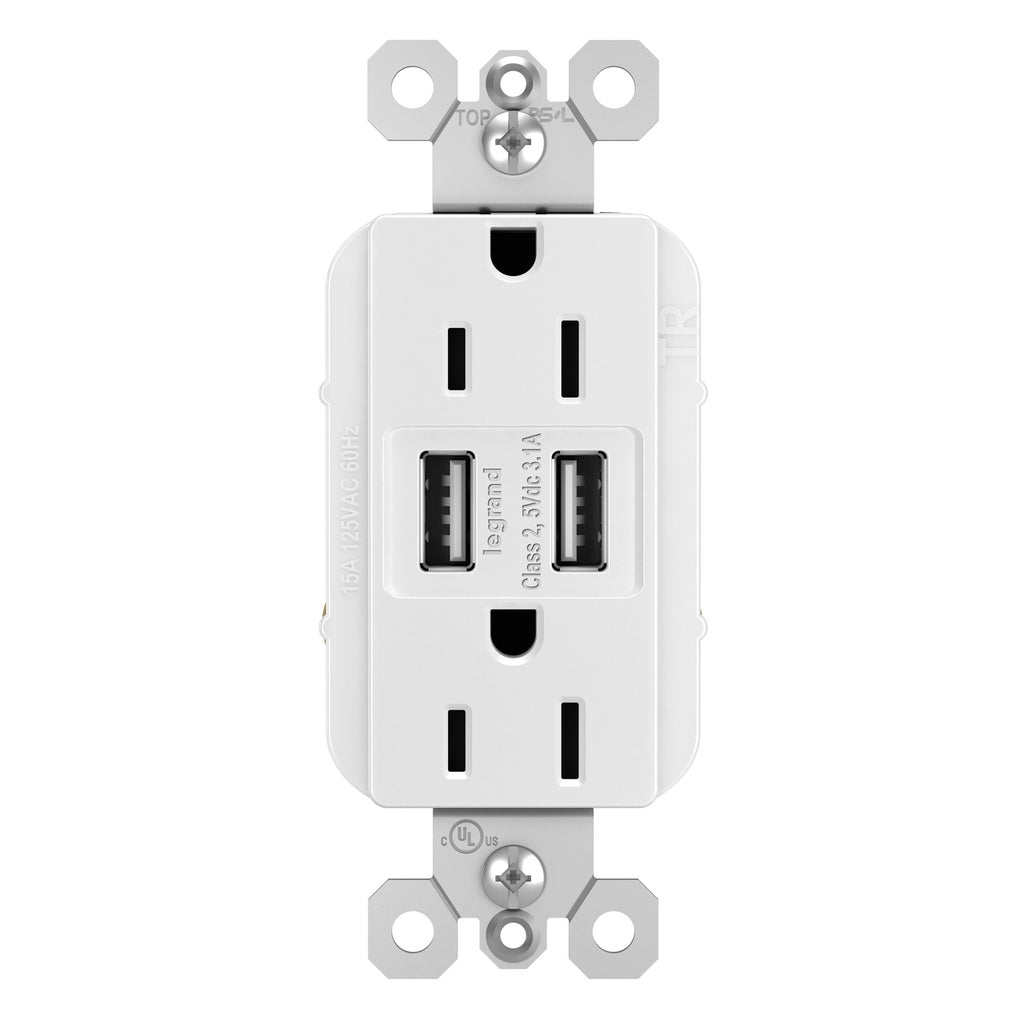 Legrand - TM826USBW - 15A Tamper-Resistant USB Outlet - radiant - White