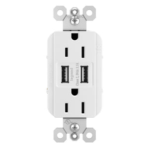 Legrand - TM826USBW - 15A Tamper-Resistant USB Outlet - radiant - White