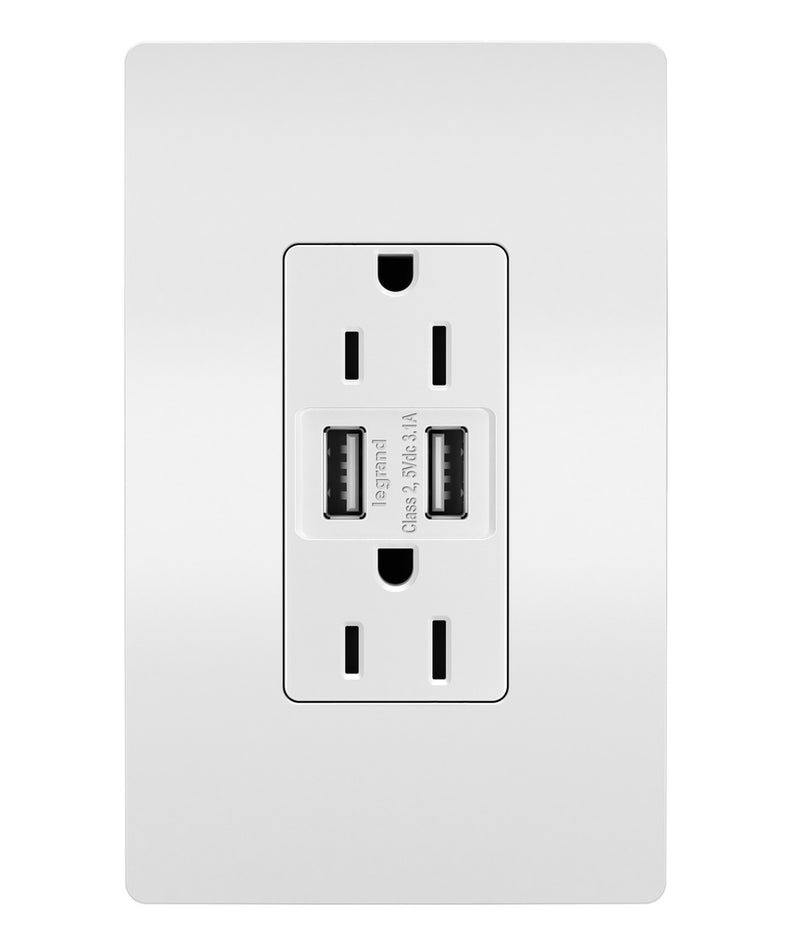 Legrand - TM826USBW - 15A Tamper-Resistant USB Outlet - radiant - White