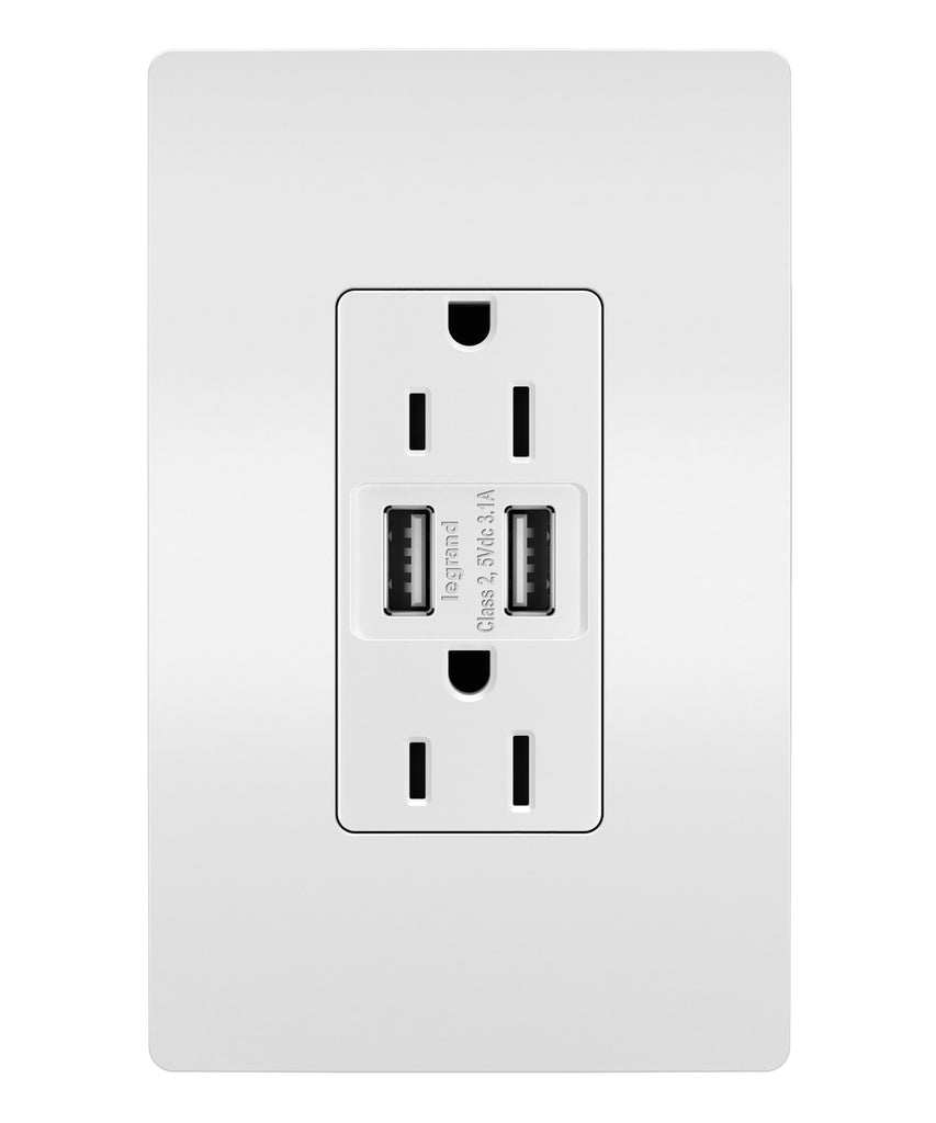 Legrand - TM826USBW - 15A Tamper-Resistant USB Outlet - radiant - White