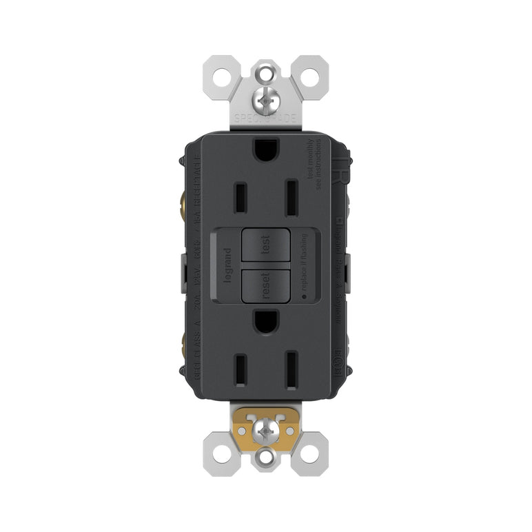 Legrand - 1597TRGCC4 - Tamper-Resistant 15A Duplex Self-Test GFCI Receptacles with SafeLock Protection - radiant - Graphite