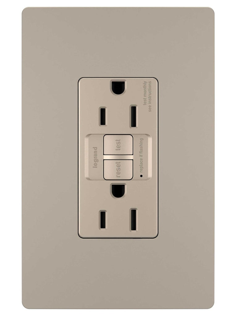 Legrand - 1597TRNICC4 - Tamper-Resistant 15A Duplex Self-Test GFCI Receptacles with SafeLock Protection - radiant - Nickel