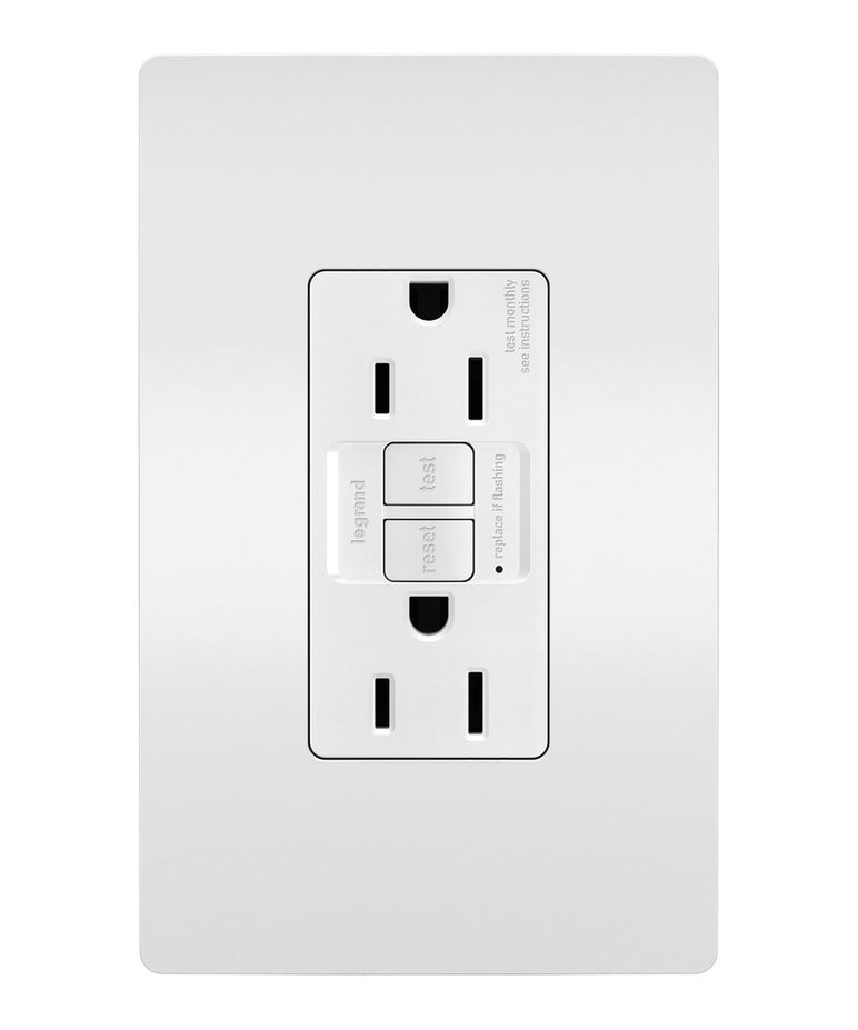 Legrand - 1597TRW - Tamper-Resistant 15A Duplex Self-Test GFCI Receptacles with SafeLock Protection - radiant - White