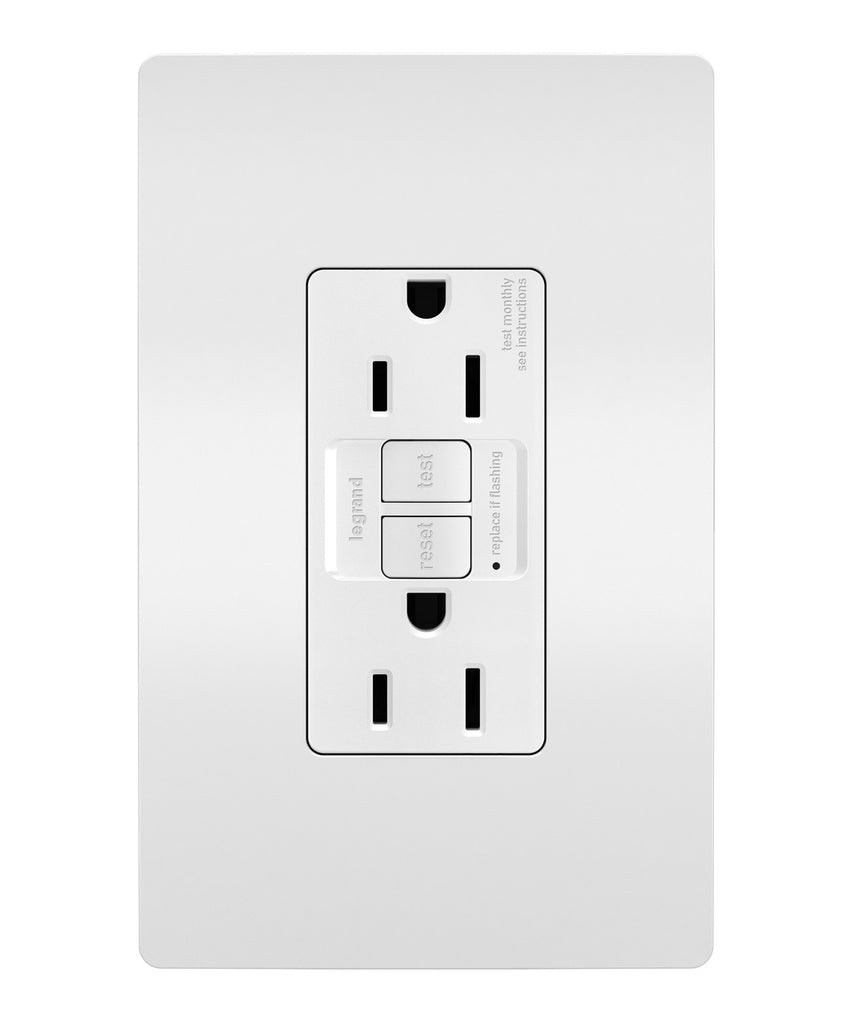Legrand - 1597TRW - Tamper-Resistant 15A Duplex Self-Test GFCI Receptacles with SafeLock Protection - radiant - White