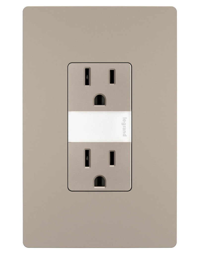 Legrand - NTL885TRNICC6 - 15A Tamper-Resistant Outlet with Night Light - radiant - Nickel