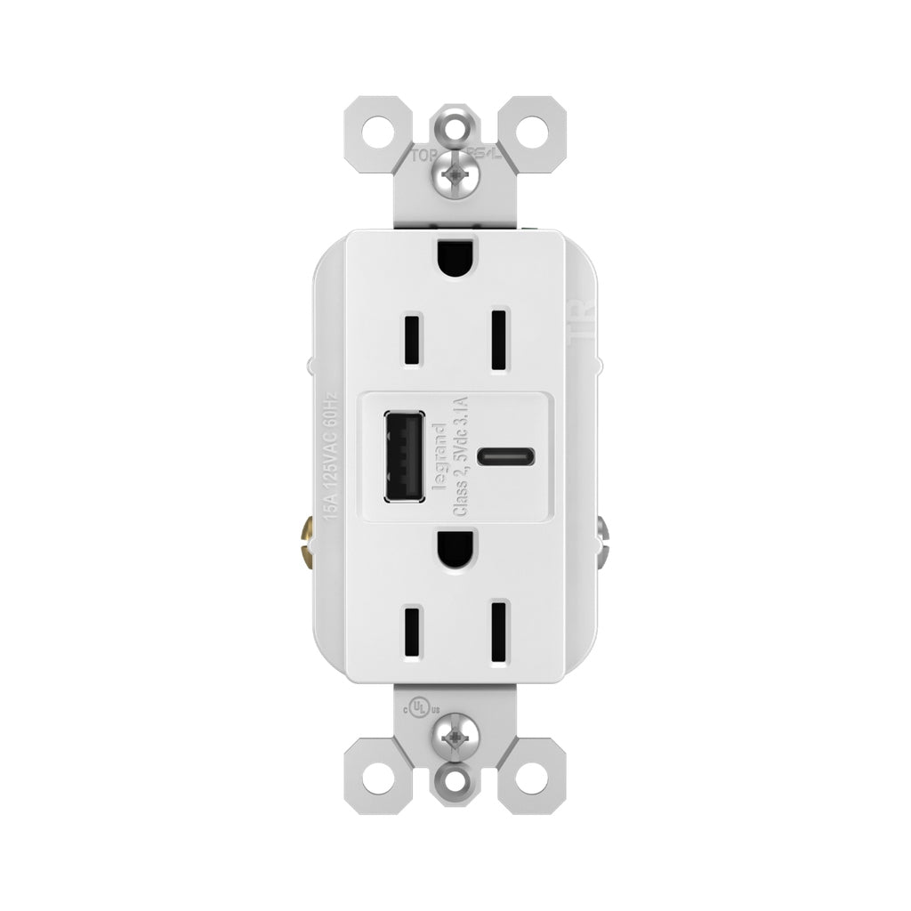 Legrand - R26USBACW - 15A Tamper-Resistant USB Type A/C Outlet - radiant - White