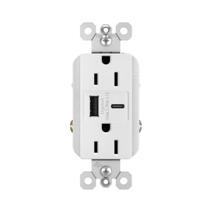 Legrand - R26USBACW - 15A Tamper-Resistant USB Type A/C Outlet - radiant - White