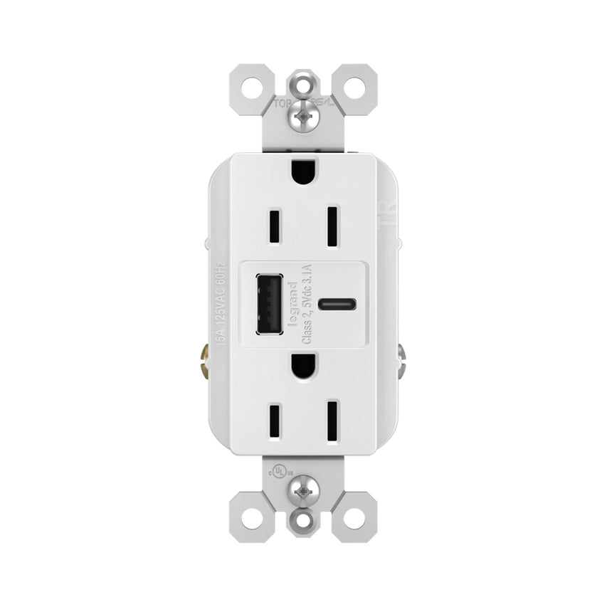 Legrand - R26USBACW - 15A Tamper-Resistant USB Type A/C Outlet - radiant - White