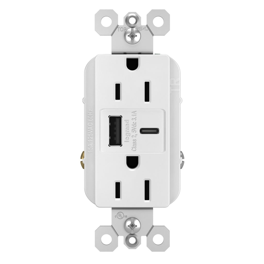 Legrand - R26USBACW - 15A Tamper-Resistant USB Type A/C Outlet - radiant - White