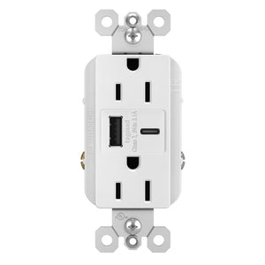 Legrand - R26USBACW - 15A Tamper-Resistant USB Type A/C Outlet - radiant - White