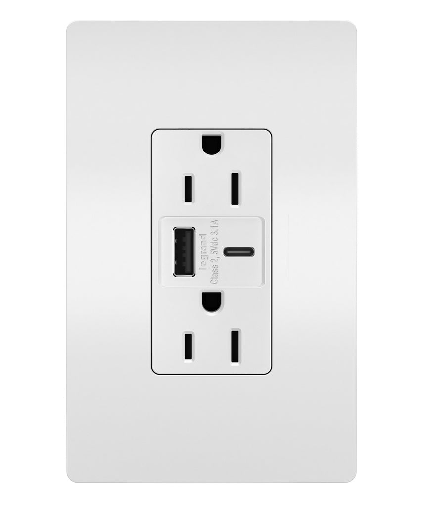 Legrand - R26USBACW - 15A Tamper-Resistant USB Type A/C Outlet - radiant - White