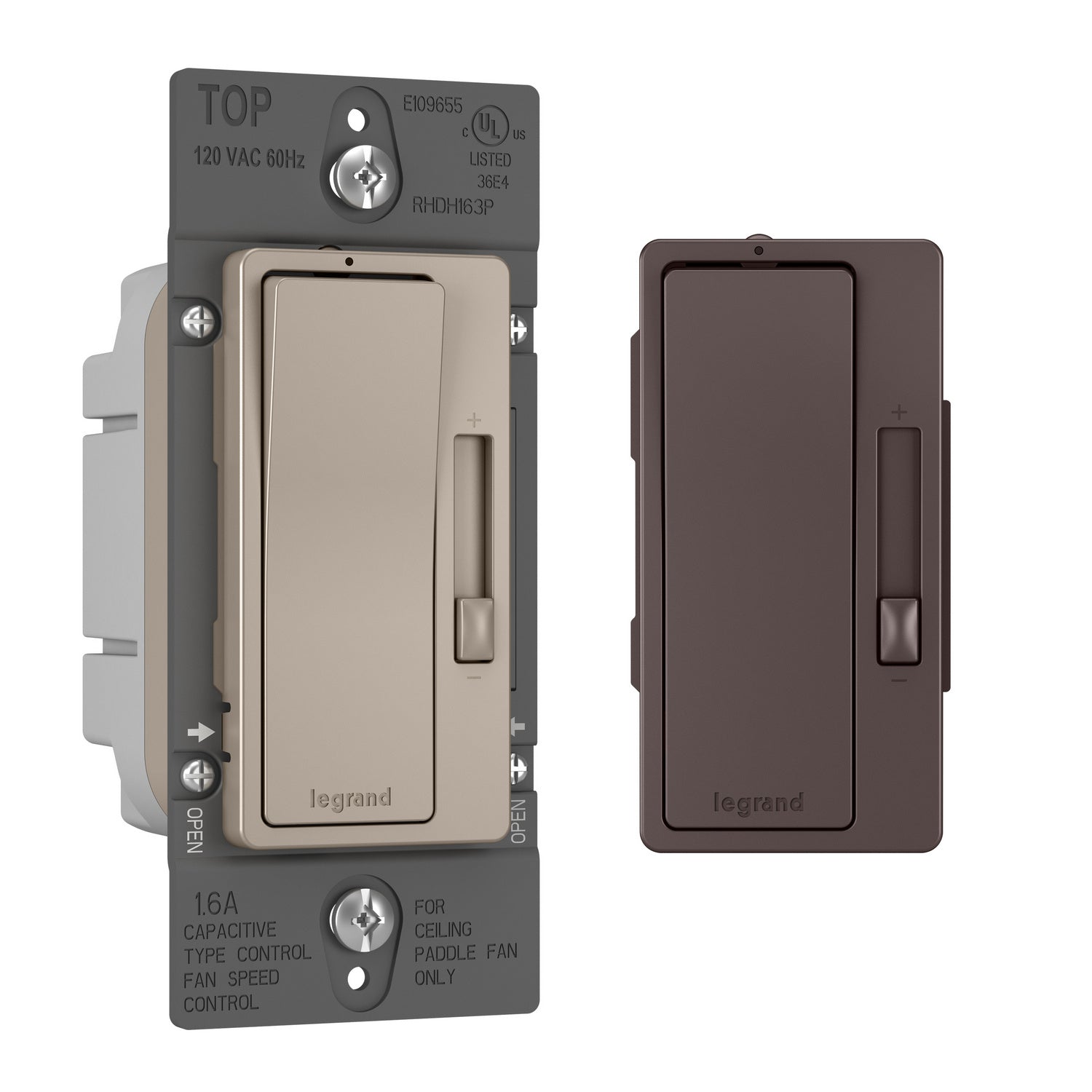 Legrand - RHDH163PBCCCV4 - Fan Speed Control Switch and De-Hummer, Single-Pole/3-Way - radiant - Bi-Color