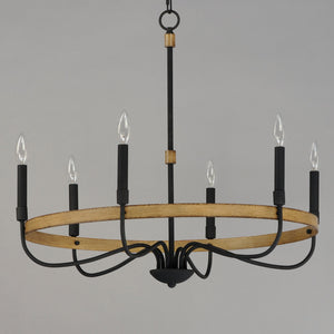 Maxim - 14446DWBK - Six Light Chandelier - Franklin - Driftwood / Black