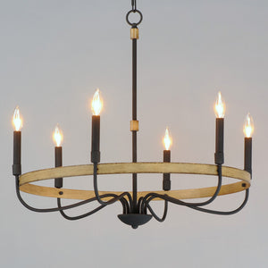 Maxim - 14446DWBK - Six Light Chandelier - Franklin - Driftwood / Black