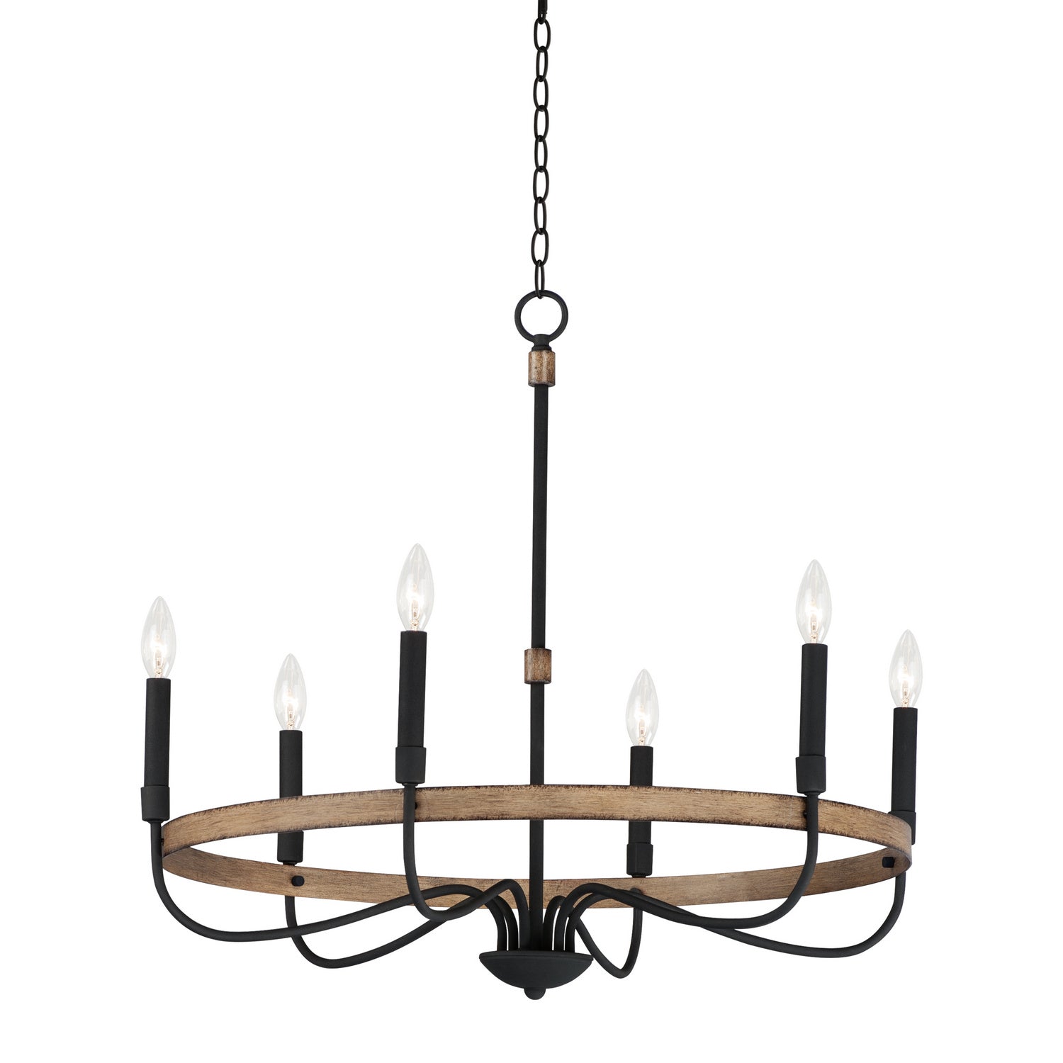 Maxim - 14446DWBK - Six Light Chandelier - Franklin - Driftwood / Black