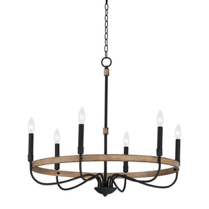 Maxim - 14446DWBK - Six Light Chandelier - Franklin - Driftwood / Black