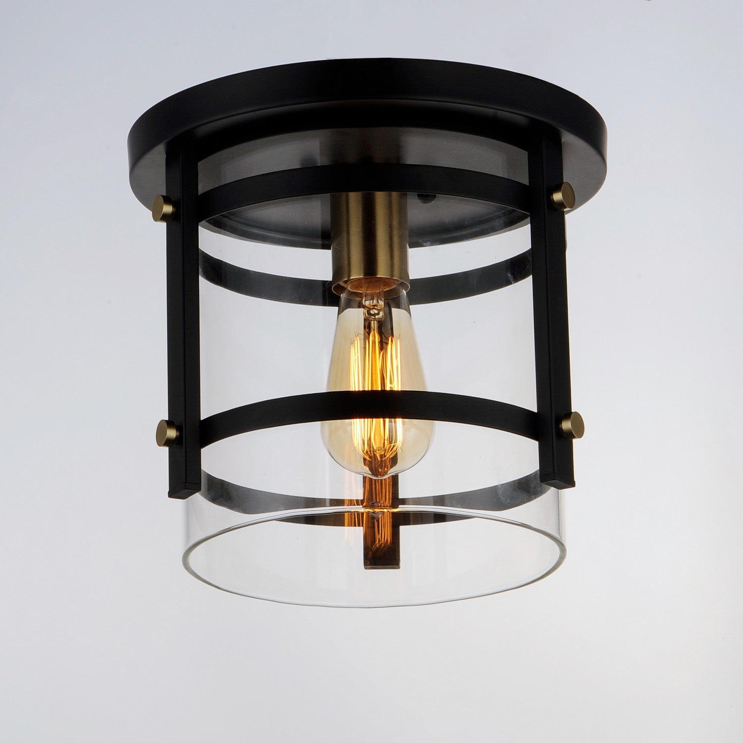 Maxim - 2641BKAB - One Light Flush Mount - Capitol - Black / Antique Brass