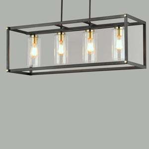 Maxim - 2644BKAB - Four Light Linear Pendant - Capitol - Black / Antique Brass