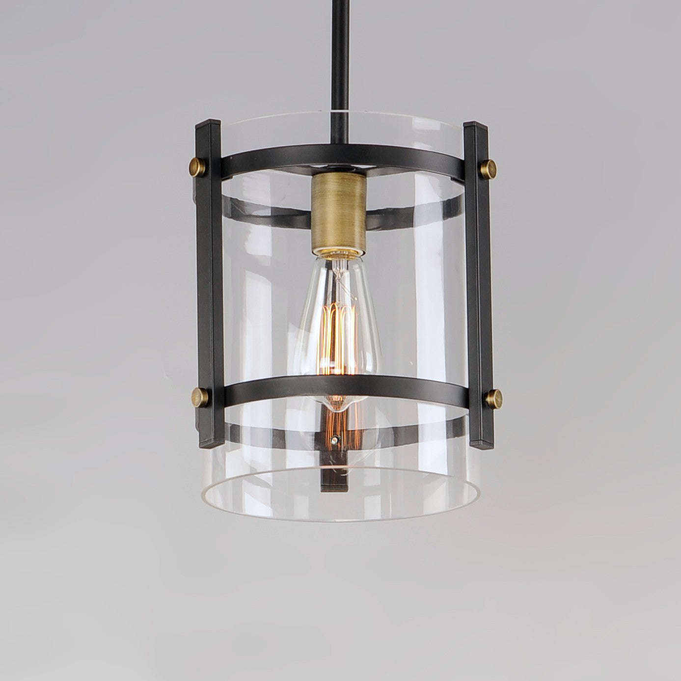 Maxim - 2649BKAB - One Light Pendant - Capitol - Black / Antique Brass