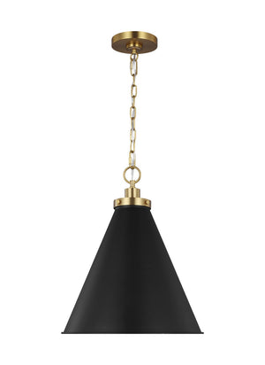 Visual Comfort Studio - CP1271MBKBBS - One Light Pendant - Wellfleet - Midnight Black and Burnished Brass