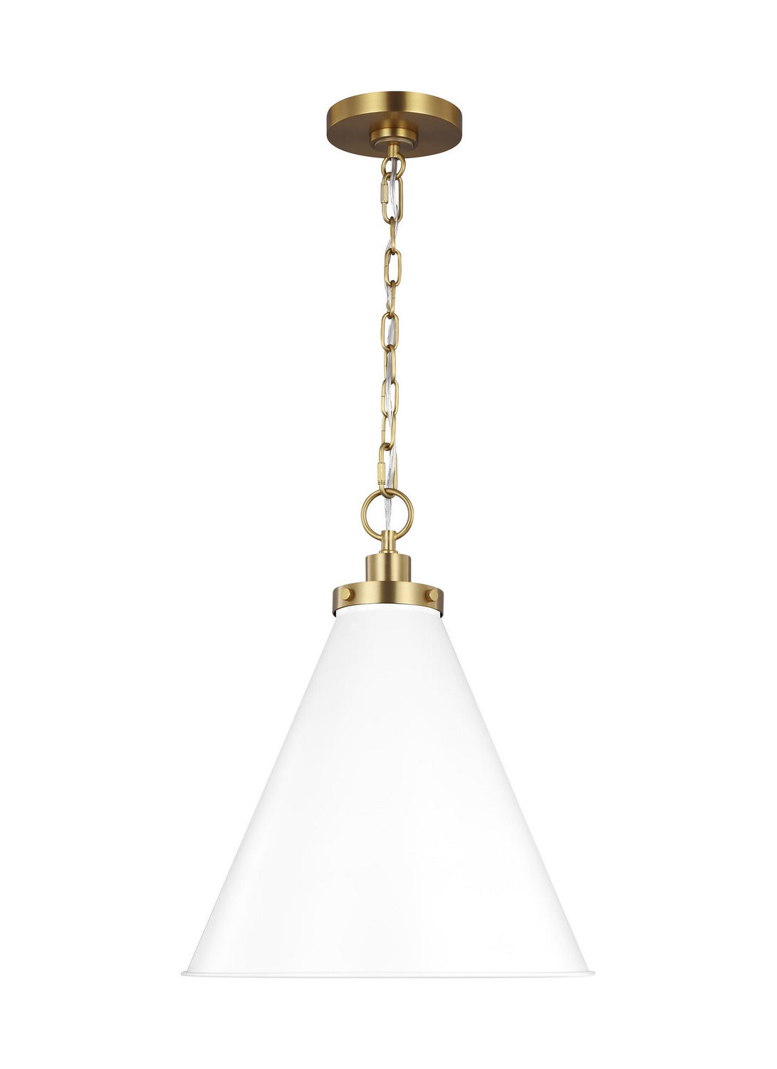 Visual Comfort Studio - CP1271MWTBBS - One Light Pendant - Wellfleet - Matte White and Burnished Brass