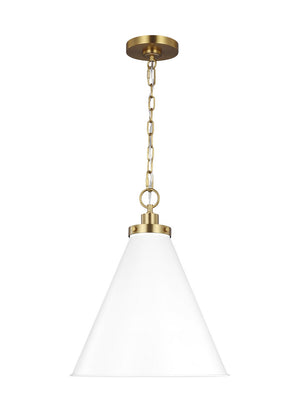 Visual Comfort Studio - CP1271MWTBBS - One Light Pendant - Wellfleet - Matte White and Burnished Brass