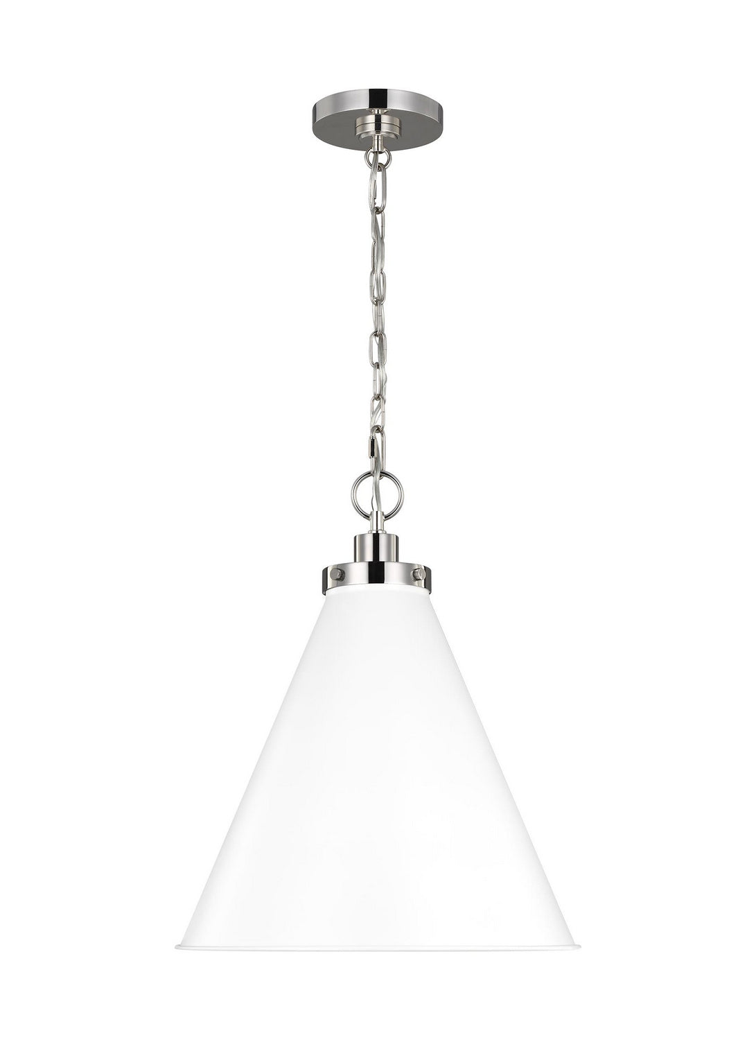 Visual Comfort Studio - CP1271MWTPN - One Light Pendant - Wellfleet - Matte White and Polished Nickel