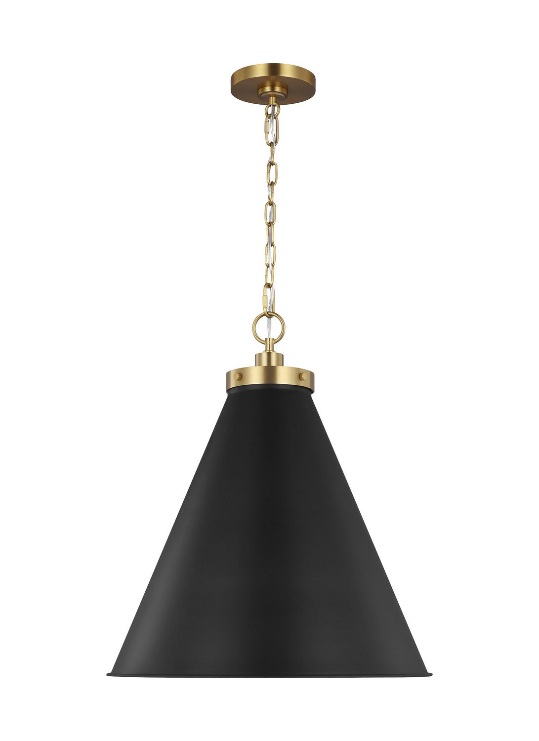 Visual Comfort Studio - CP1281MBKBBS - One Light Pendant - Wellfleet - Midnight Black and Burnished Brass